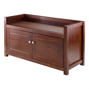 Winsome Charleston Storage Transitional Solid Wood Bench in Antique Walnut