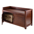 Winsome Charleston Storage Transitional Solid Wood Bench in Antique Walnut