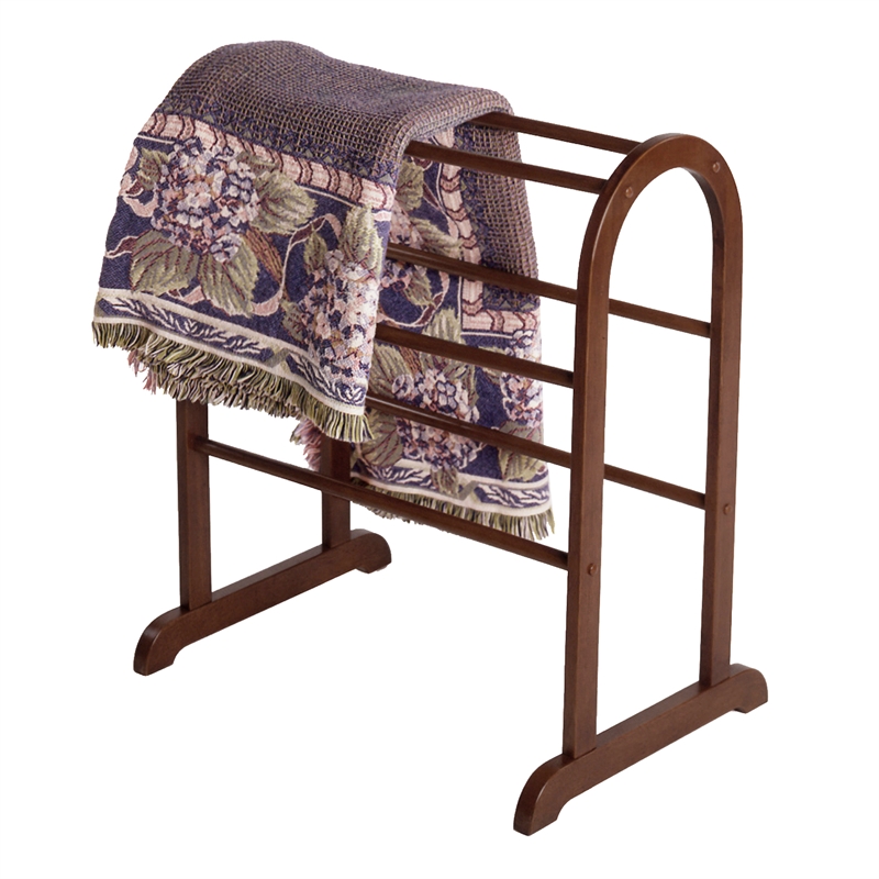 Winsome Eleanor Quilt Solid Wood Blanket Rack Closet Organizer in Antique Walnut
