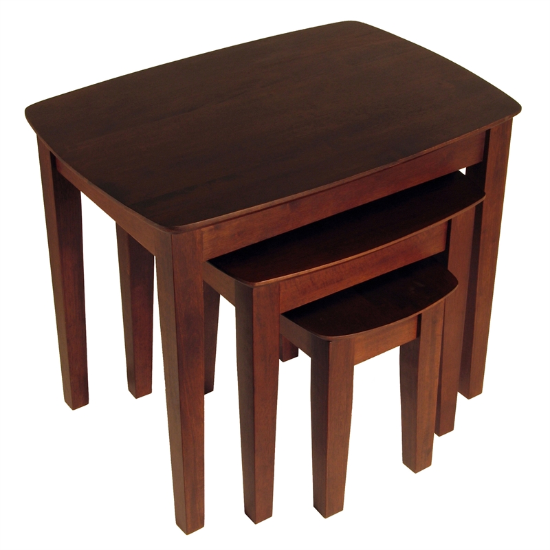 Winsome Bradley 3-Piece Transitional Solid Wood Nesting Tables in Antique Walnut