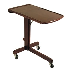 Winsome Olson Adjustable Transitional Solid Wood Mobile Lap Table Cart in Walnut