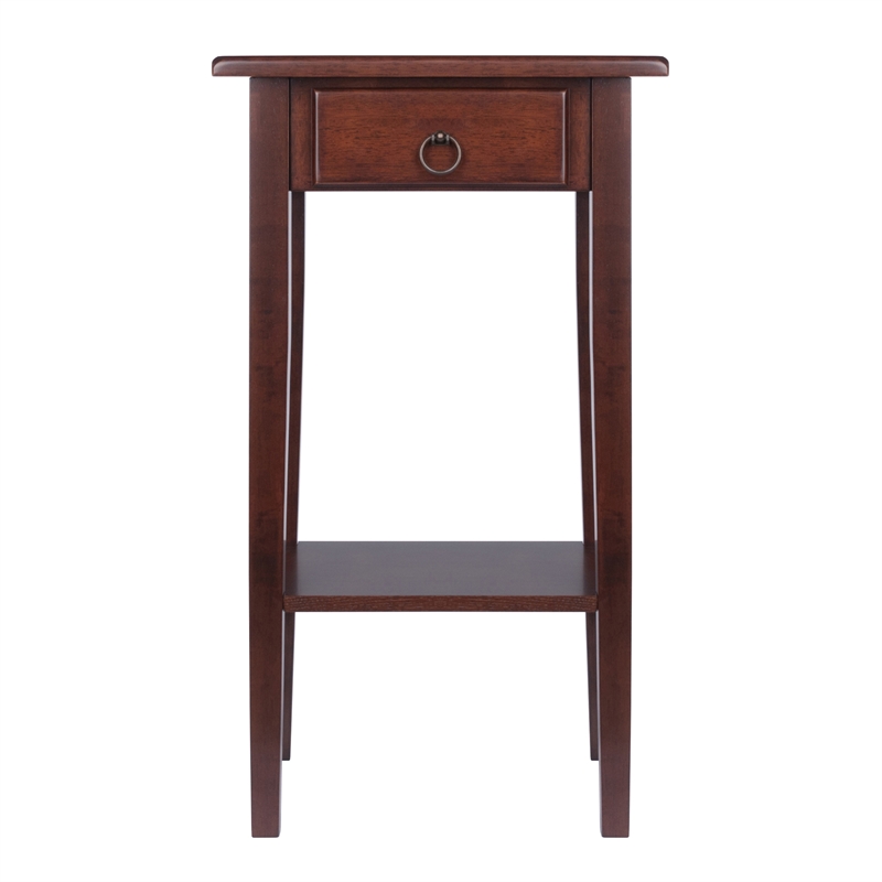 Winsome Regalia Phone Stand Solid Wood Accent Table in Anitque Walnut