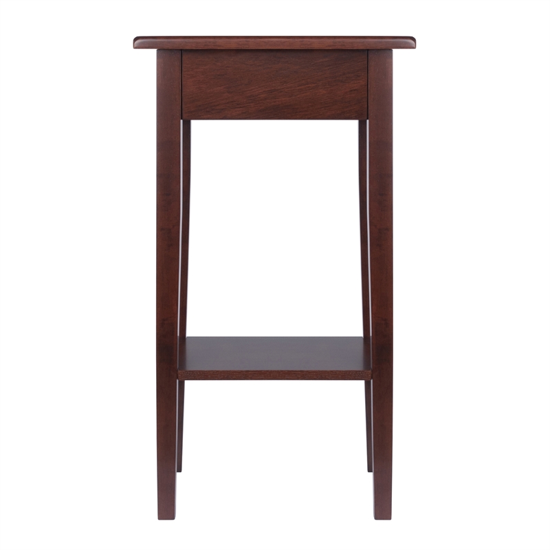 Winsome Regalia Phone Stand Solid Wood Accent Table in Anitque Walnut