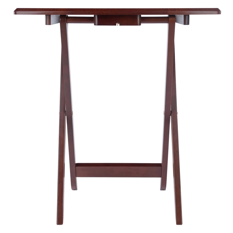 Winsome Darryl 5-Piece Curved Rectangular Solid Wood TV Tray Set in Walnut