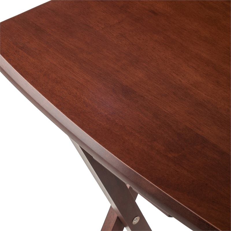 Winsome Darryl 5-Piece Curved Rectangular Solid Wood TV Tray Set in Walnut