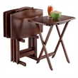 Winsome Darryl 5-Piece Curved Rectangular Solid Wood TV Tray Set in Walnut