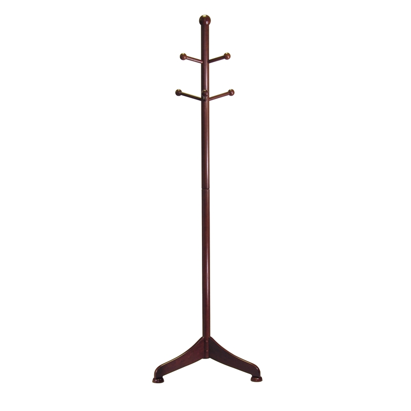 Winsome Philip 6 Pegs Standing Transitional Solid Wood Coat Rack in Walnut