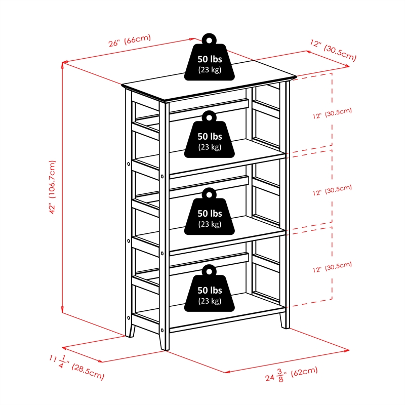 Winsome Studio 3-Tier Transitional Solid Wood Bookshelf in Honey Brown
