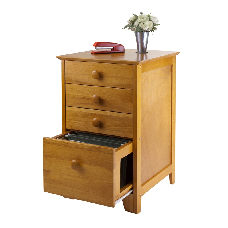 Winsome Studio 4-Drawer Solid Wood Vertical Filing Cabinet in Honey Brown