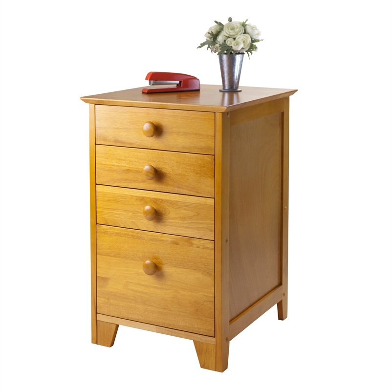 Winsome Studio 4-Drawer Solid Wood Vertical Filing Cabinet in Honey Brown