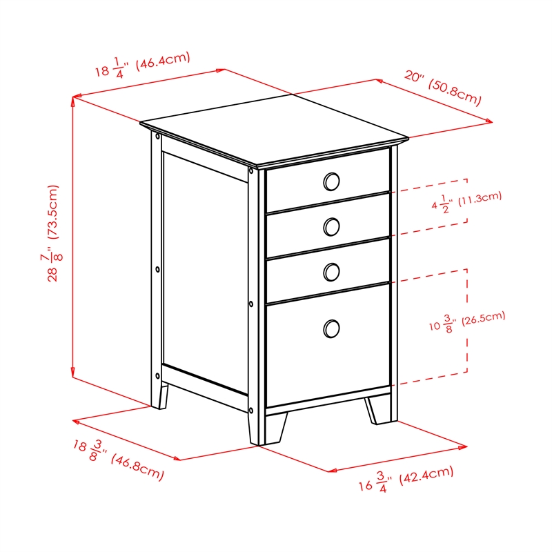 Winsome Studio 4-Drawer Solid Wood Vertical Filing Cabinet in Honey Brown