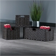 Winsome Melanie 3-Piece Foldable Woven Fiber Wicker / Rattan Basket - Chocolate