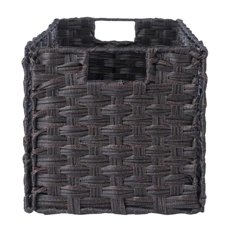 Winsome Melanie 3-Piece Foldable Woven Fiber Wicker / Rattan Basket - Chocolate