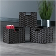 Winsome Melanie 3-Piece Foldable Woven Fiber Wicker / Rattan Basket in Chocolate
