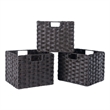 Winsome Melanie 3-Piece Foldable Woven Fiber Wicker / Rattan Basket in Chocolate