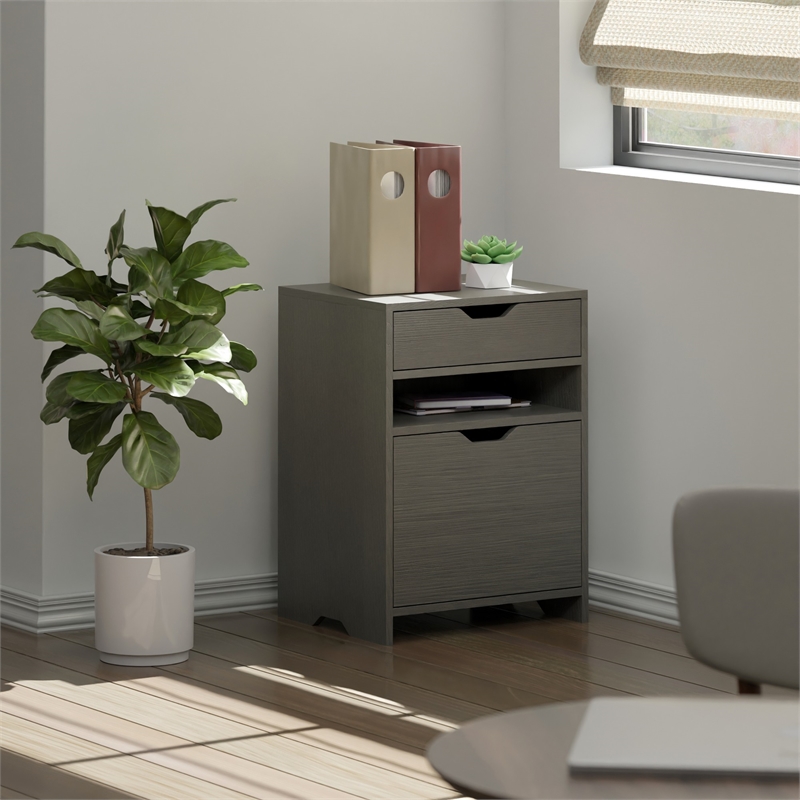 Winsome Filing Contemporary Wood Storage Cabinet in Charcoal