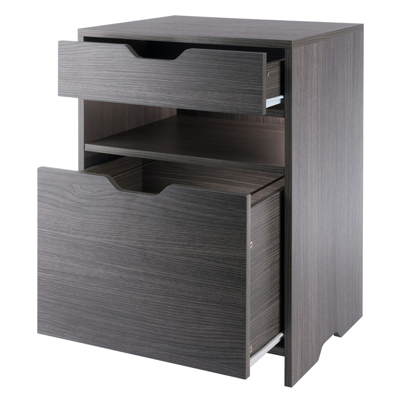 Winsome Filing Contemporary Wood Storage Cabinet in Charcoal