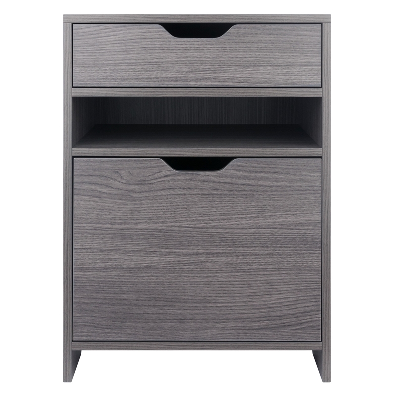 Winsome Filing Contemporary Wood Storage Cabinet in Charcoal