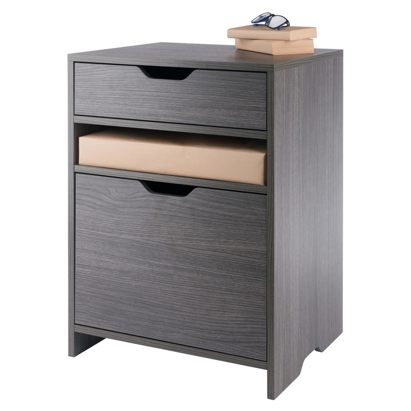 Winsome Filing Contemporary Wood Storage Cabinet in Charcoal