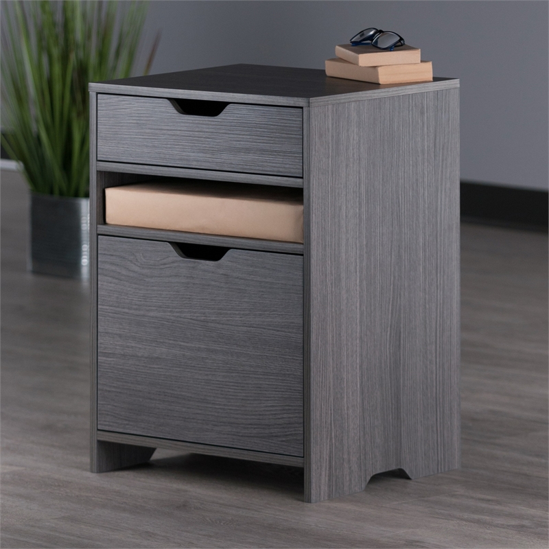 Winsome Filing Contemporary Wood Storage Cabinet in Charcoal