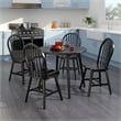 Winsome Moreno 5-Piece Drop Leaf Transitional Solid Wood Dining Set in Black