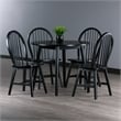 Winsome Moreno 5-Piece Drop Leaf Transitional Solid Wood Dining Set in Black