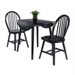 Winsome Moreno 3-Piece Drop Leaf Transitional Solid Wood Dining Set in Black