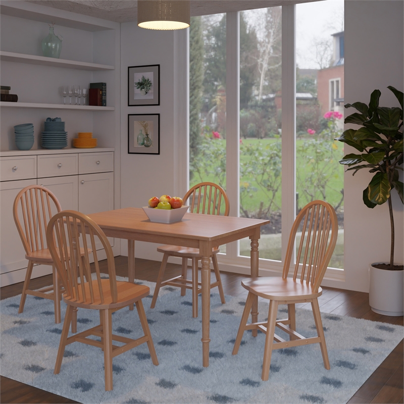 Winsome Ravenna 5-Piece Solid Wood Dining Table with Windsor Chairs in Natural
