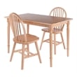 Winsome Ravenna 3-Piece Solid Wood Dining Table with Windsor Chairs in Natural