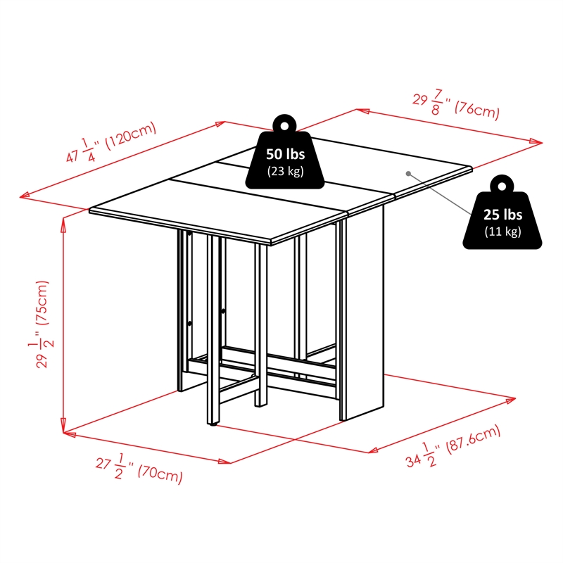 Winsome Clara Double Drop Leaf Transitional Solid Wood Dining Table in Walnut