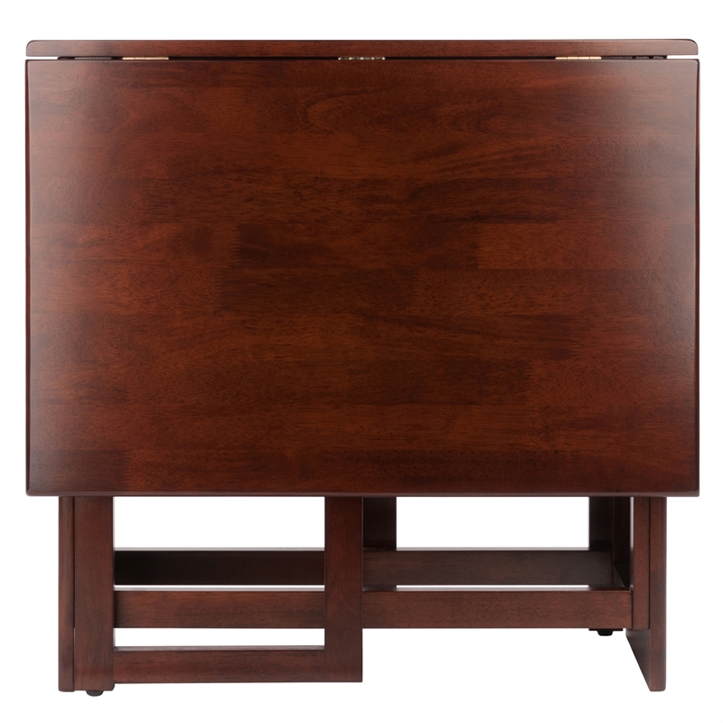 Winsome Clara Double Drop Leaf Transitional Solid Wood Dining Table in Walnut