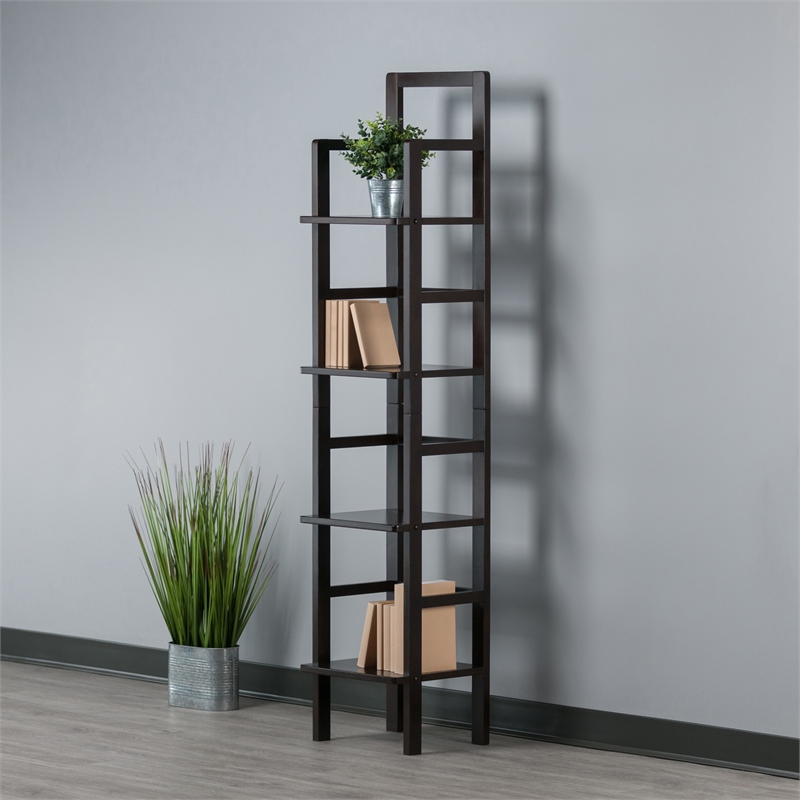 Winsome Aiden Narrow Transitional Solid Wood Baker's Rack in Coffee