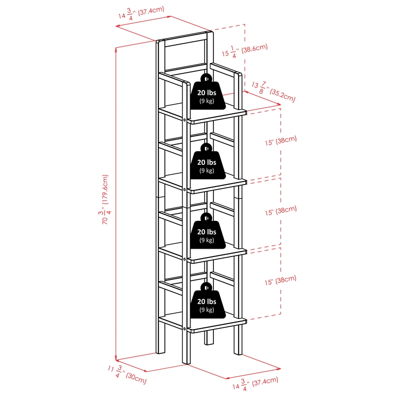 Winsome Aiden Narrow Transitional Solid Wood Baker's Rack in Coffee