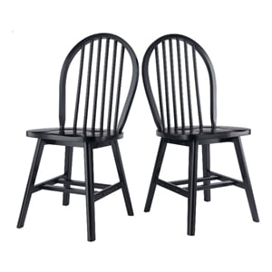 Winsome Windsor 2-Piece 17.8&quotH Transitional Solid Wood Dining Chair in Black