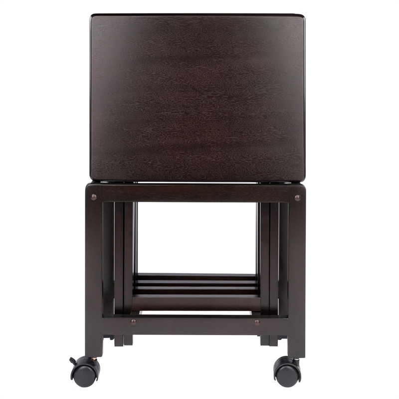 Winsome Allen 5-Piece Transitional Solid Wood Snack Table Set Coffee Finish