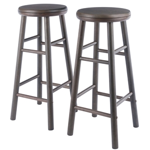 Winsome Shelby 2-Piece 30.2&quotH Swivel Seat Solid Wood Bar Stool Set in Gray