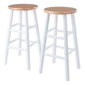 Winsome Huxton 2-Piece 24&quotH Solid Wood Counter Stool Set in Natural/White