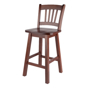 Winsome Fina 24&quotH Swivel Seat Transitional Solid Wood Counter Stool Walnut