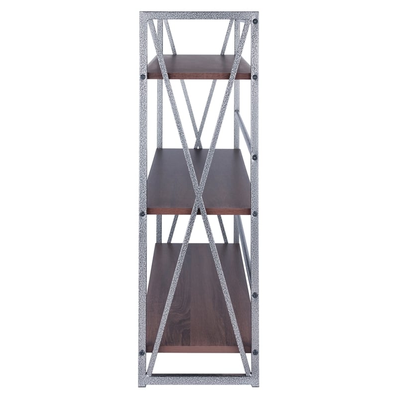 Winsome Isa 3-Tier Contemporary Wood Shelf in Graphite and Walnut