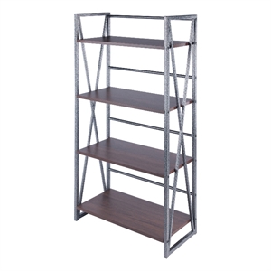 Winsome Isa 4-Tier Contemporary Wood Shelf in Graphite and Walnut