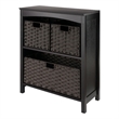 Winsome Terrace 4-Piece Solid Wood Storage Shelf w/ Baskets in Walnut/Chocolate