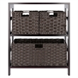 Winsome Leo 4-Piece Solid Wood Storage Shelf w/ Baskets in Espresso/Chocolate