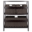 Winsome Leo 4-Piece Solid Wood Storage Shelf w/ Baskets in Espresso/Chocolate
