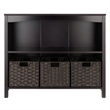 Winsome Terrace 4-Piece Solid Wood Storage Shelf w/ Baskets - Walnut/Chocolate