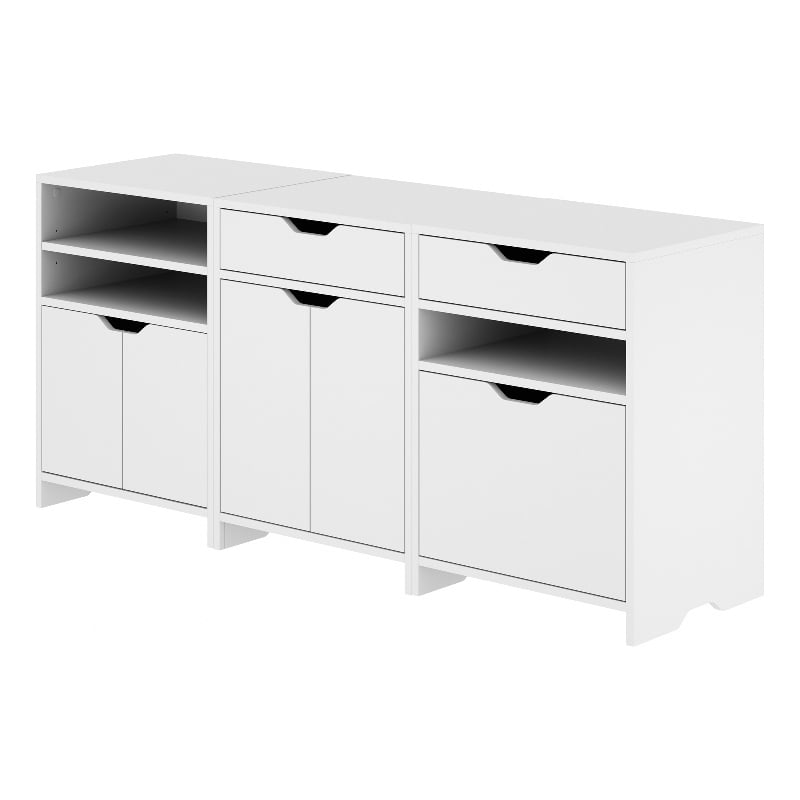 Winsome 3-Piece Contemporary Wood Storage Cabinet Set in White