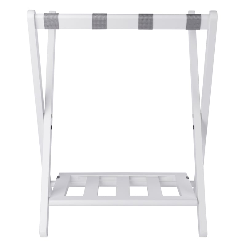 Winsome Raya Transitional Solid Wood Luggage Rack with Shelf in White Finish