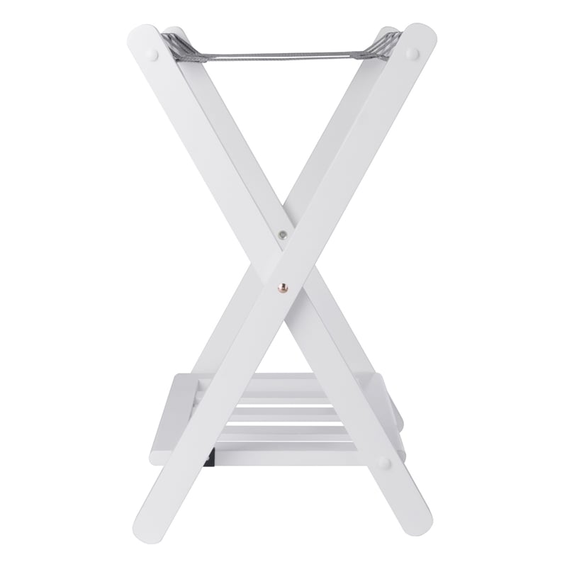 Winsome Raya Transitional Solid Wood Luggage Rack with Shelf in White Finish