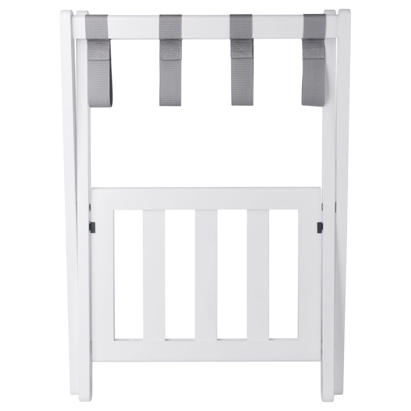 Winsome Raya Transitional Solid Wood Luggage Rack with Shelf in White Finish