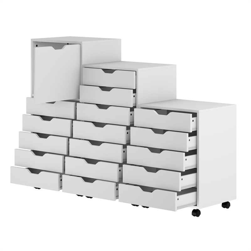 Winsome Halifax 3-Piece Multi-Drawer Engineered Wood Storage Cabinet Set - White