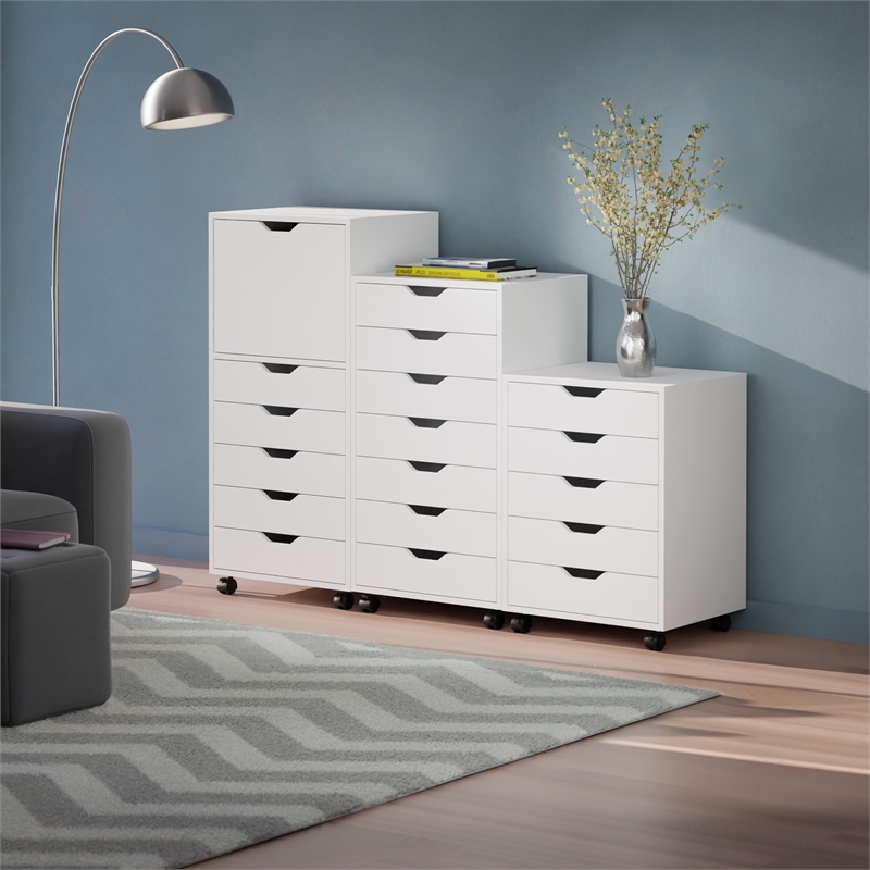 Winsome Halifax 3-Piece Multi-Drawer Engineered Wood Storage Cabinet Set - White